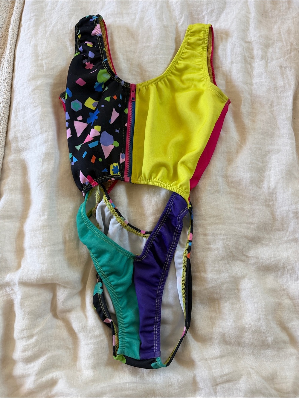 Club Exx Colorblock One-Piece Swimsuit - Neon Yellow & Multi